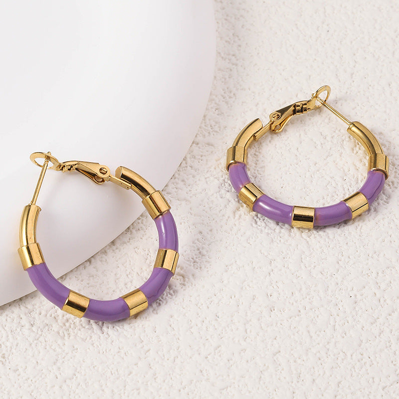 Wholesale Enamel Bamboo Earrings ACC-ES-RuiX007