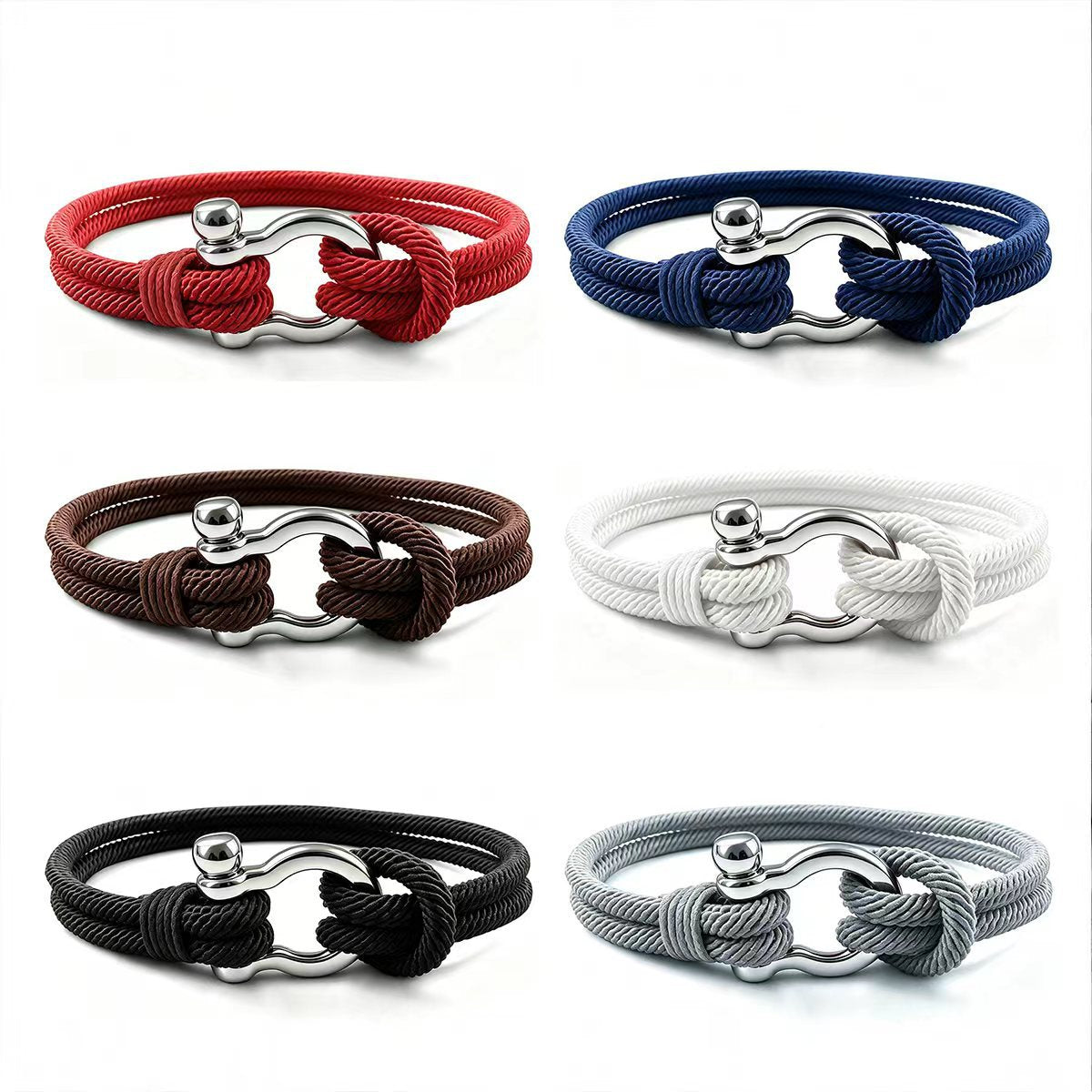 Wholesale Handmade Alloy Black Rope Bracelet With Horseshoe Buckle Unisex Fashion Accessory Gift