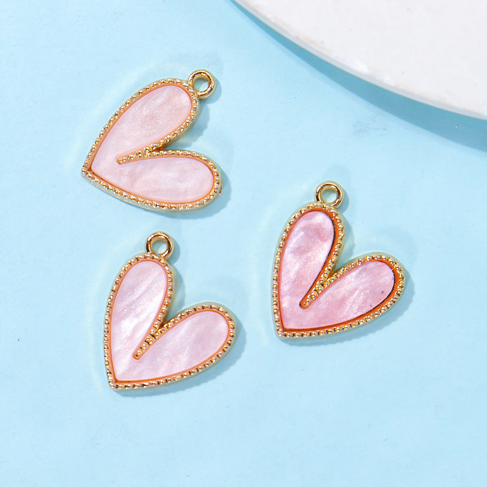 Wholesale 20pcs/ pack Acrylic Peach Heart Heart Alloy Pendant Pendant DIY Jewelry
