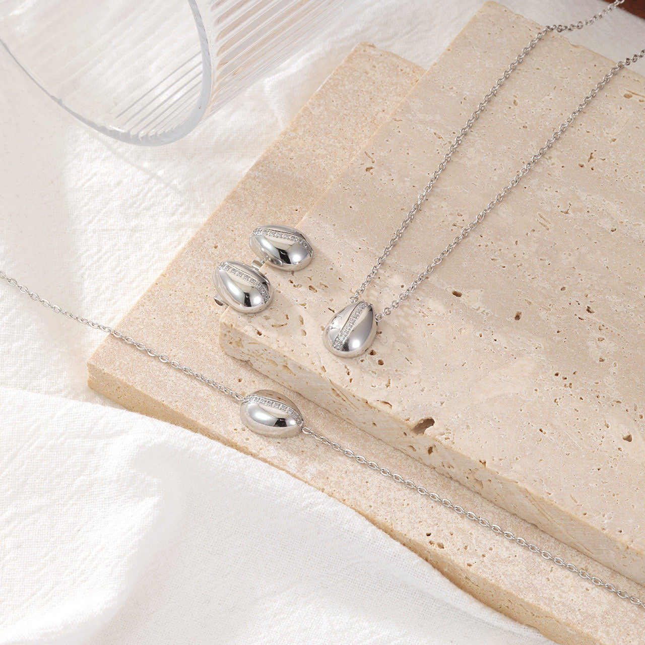 Wholesale Stylish  Minimalist  Versatile and Commuter-Friendly  titanium steel Earring Bracelet Necklace Jewelry Set