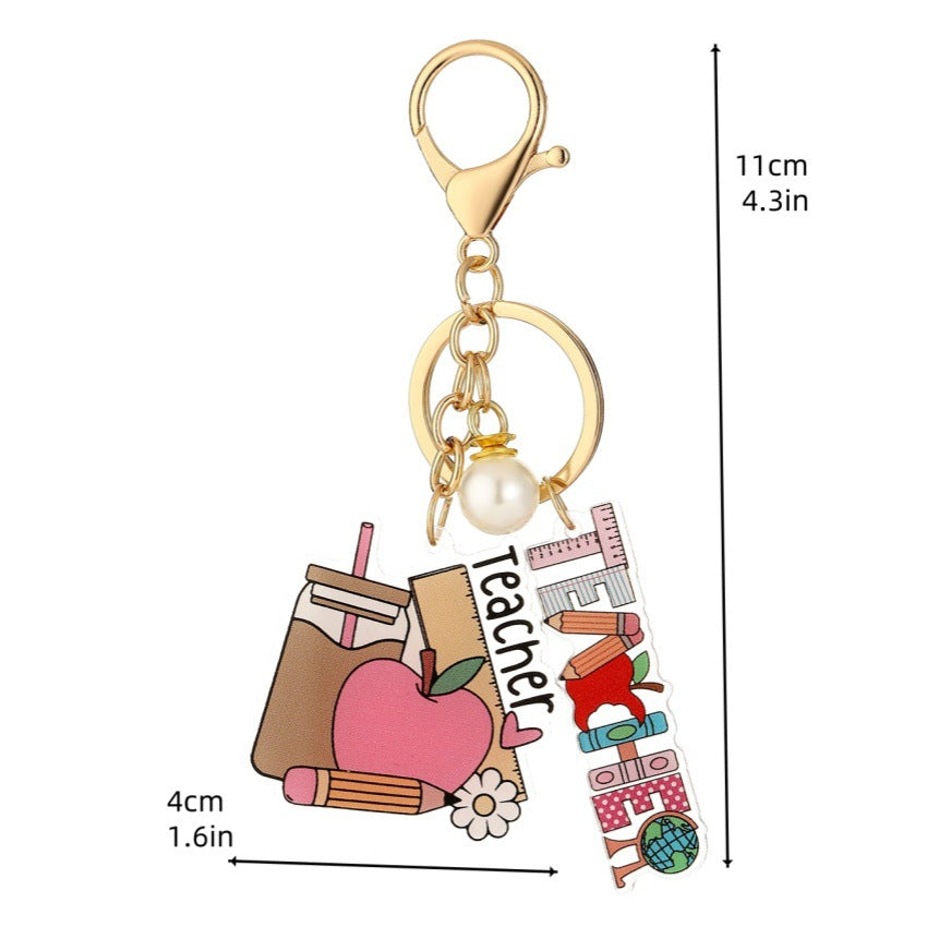 Portachiavi a forma di matita con portapenne a cuore acrilico all'ingrosso