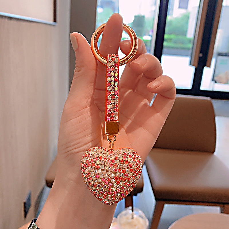 Wholesale Colorful Rhinestone Heart Shape Keychain Rhinestone Keychain Lanyard Keychain ACC-KC-ShuoT012