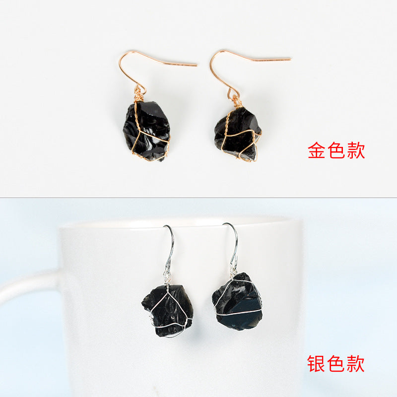 Wholesale Natural Crystal Irregular Rough Stone Earrings ACC-ES-ZhiSF001
