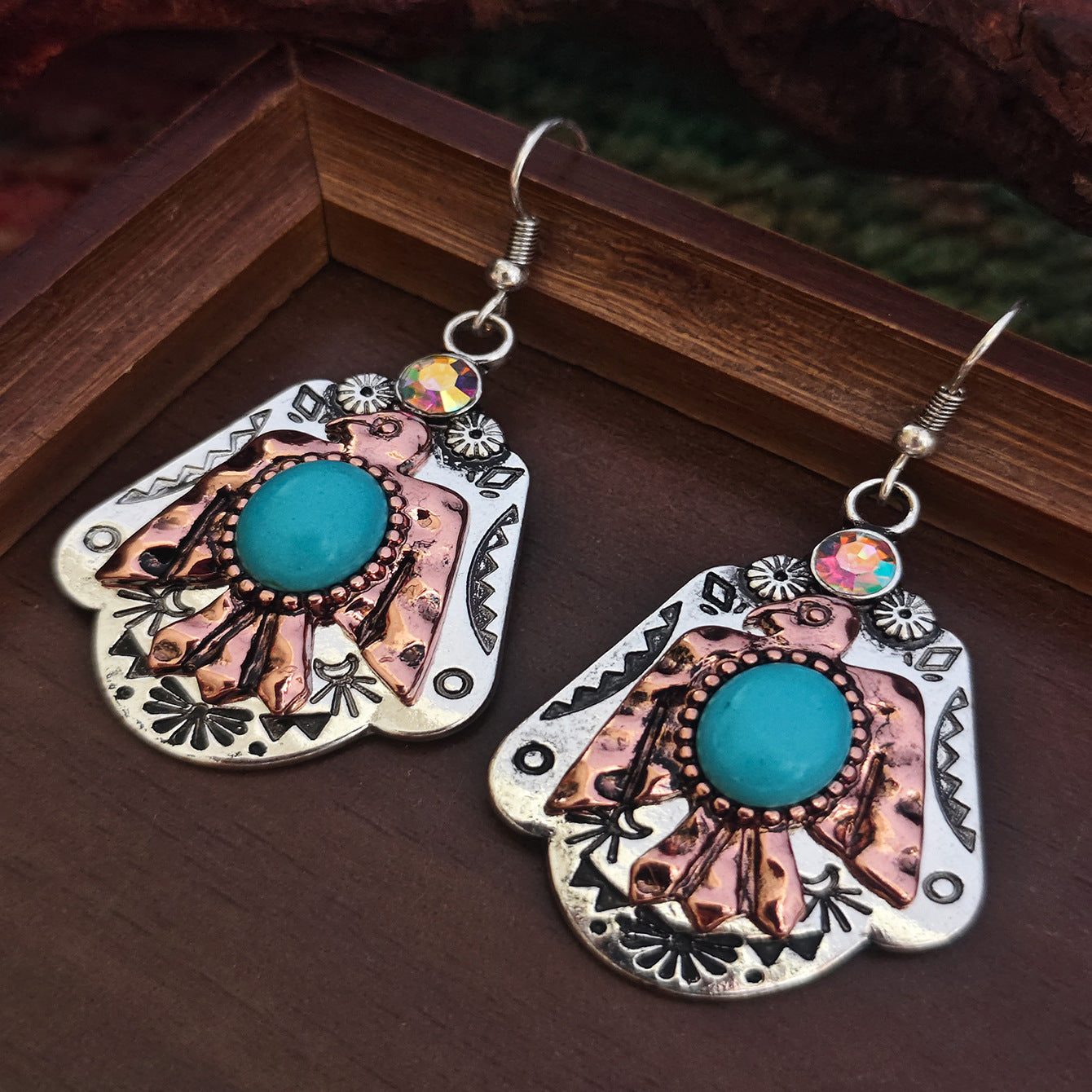 Wholesale Zinc Alloy Vintage Bohemian Turquoise Bird Dangle Earrings For Women Everyday Wear