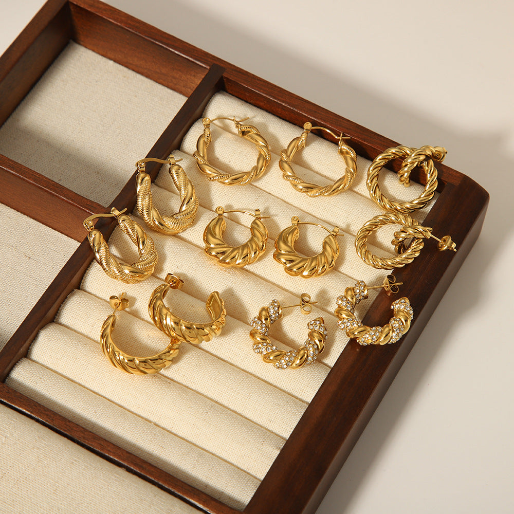 Wholesale Titanium Steel twist irregular moon retro exaggerated earrings