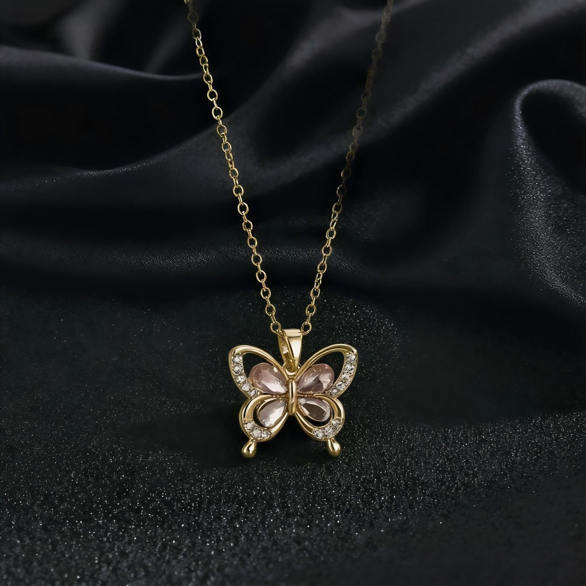 Wholesale Copper Butterfly Choker With Colorful Zircon Pendant Korean Style Trendy Fashion Accessory For Women