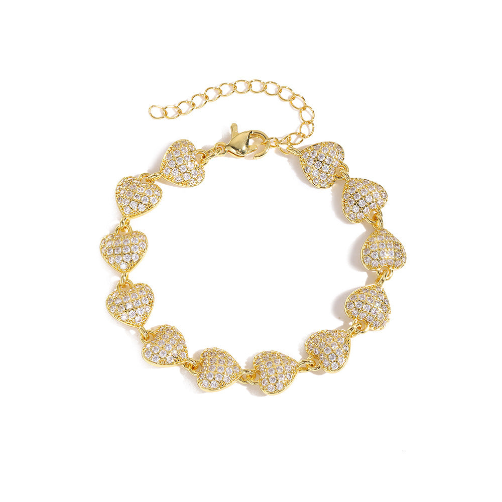 Wholesale Diamond-Encrusted Heart Bracelet
