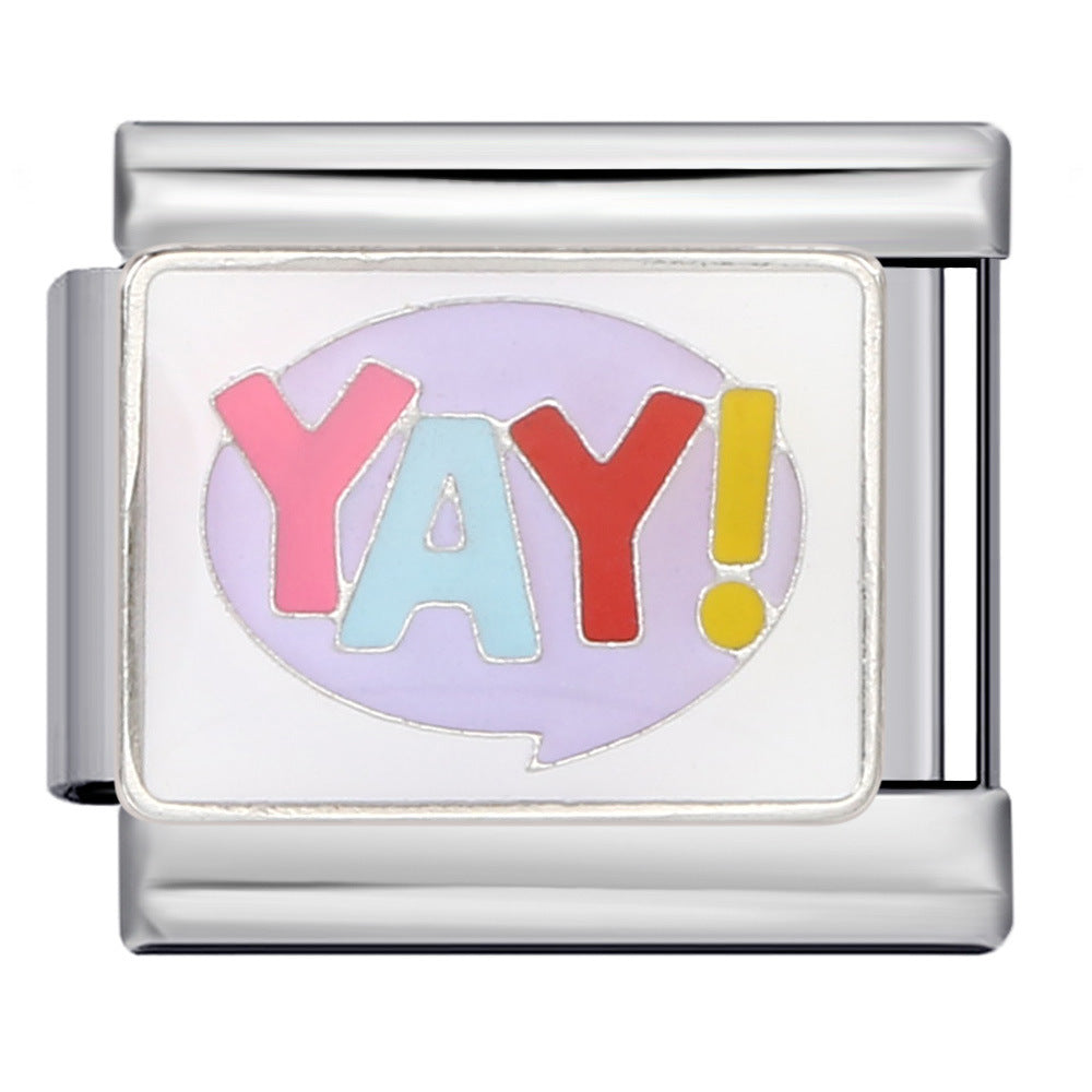 Wholesale Italian Charm Bracelet 9mm DIY Splicing Removable Color English Stainless Steel Composable Bracelet