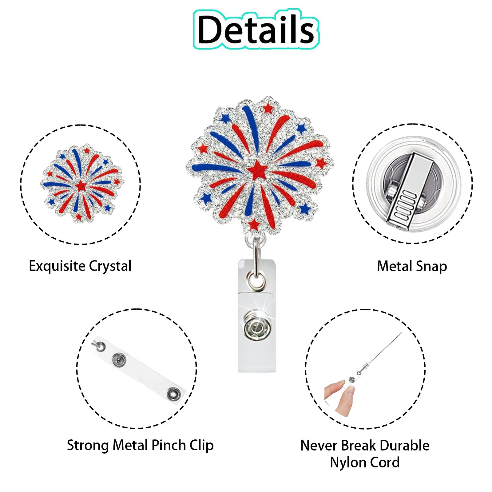 Wholesale Acrylic Pink Fashion Retractable Badge Reel for Women Medical Staff ID Card Holder
