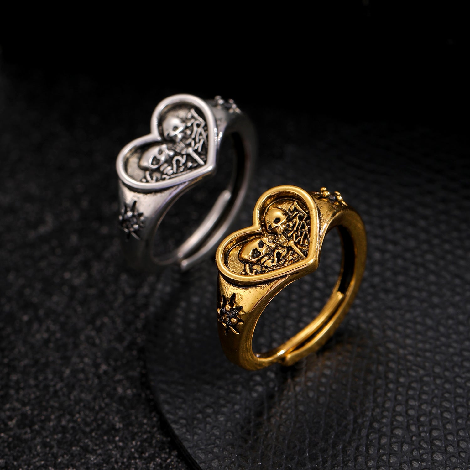 Wholesale Gothic Skull Heart Ring Copper Electroplated Fashion Accessory for