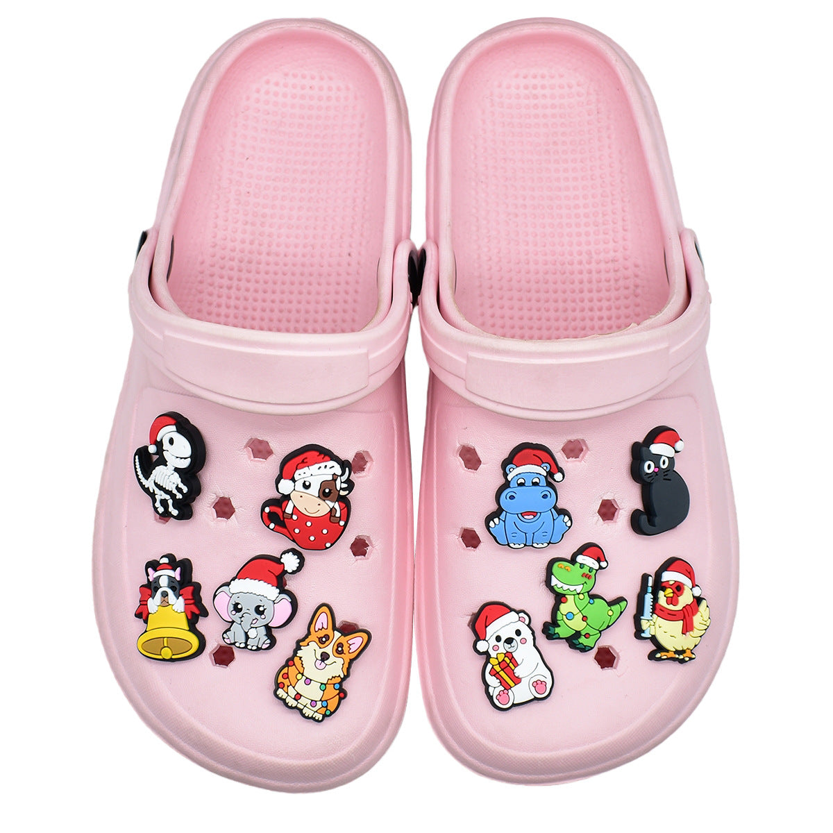 Wholesale  Random 100pcs Christmas animal-themed PVC Soft Rubber Shoe Buckle Decoration