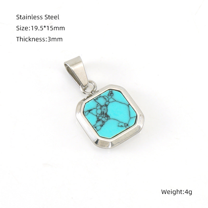 Wholesale Cross-border European and American stainless steel geometric square pendant niche design sense light luxury old money style titanium steel High sense jewelry