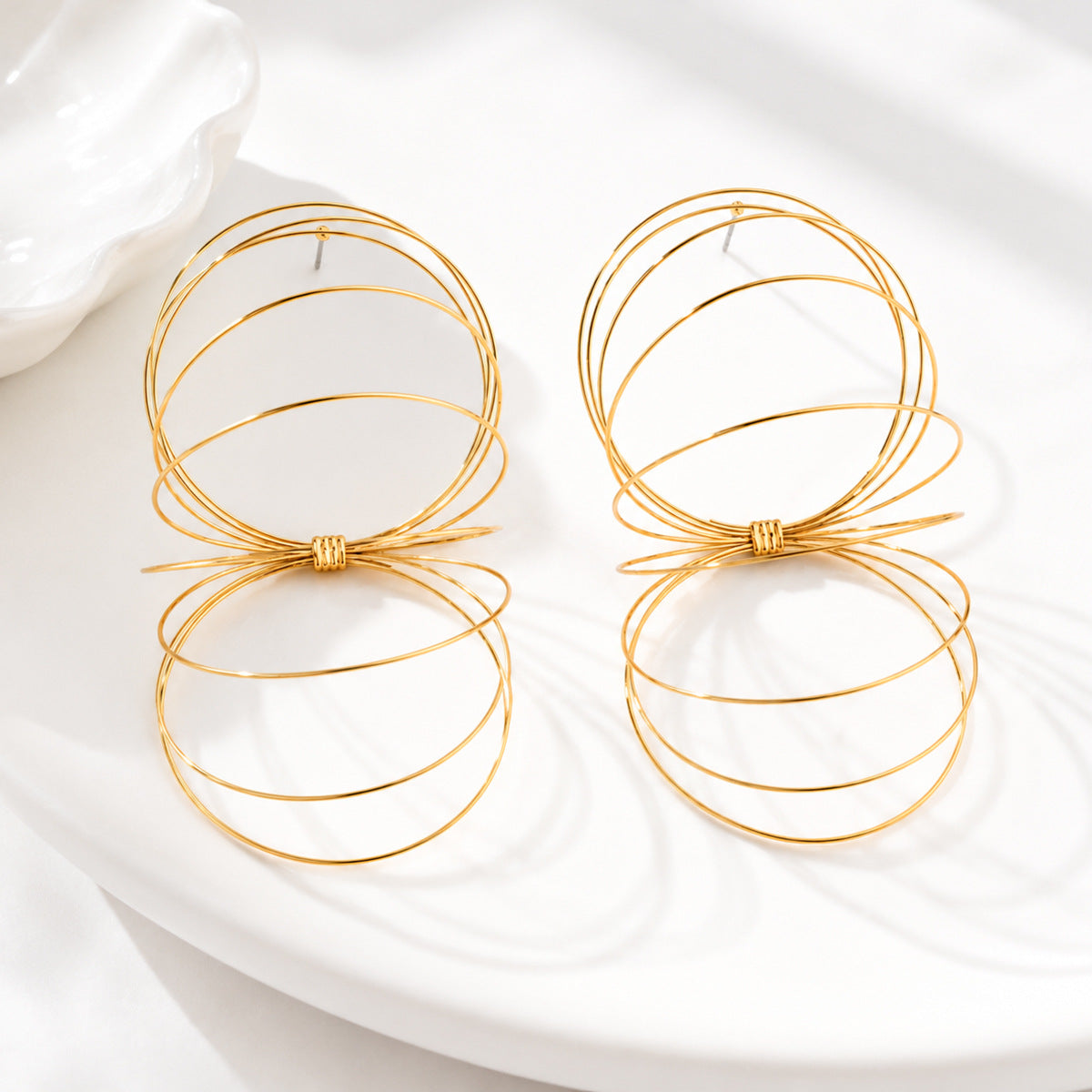 Wholesale Electroplated Geometric Layered Wire Circle Earrings Party Jewelry Accessory