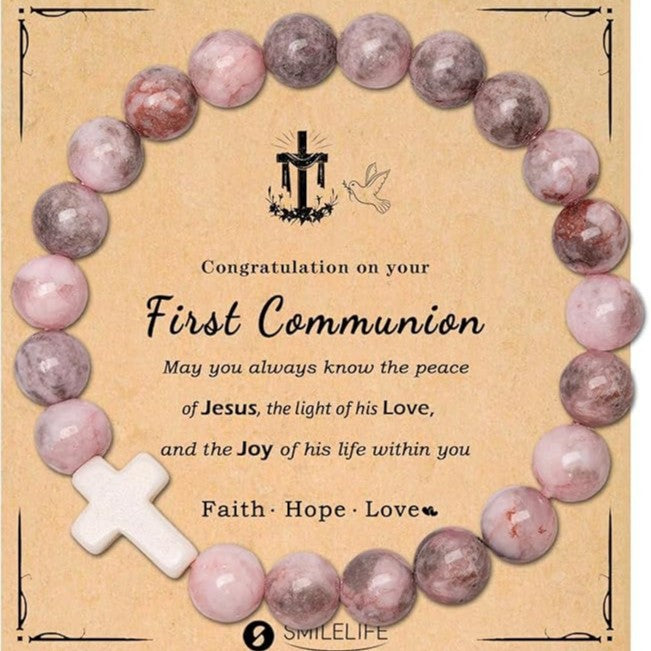 Wholesale 5pcs Natural Stone Beaded Bracelet Cross