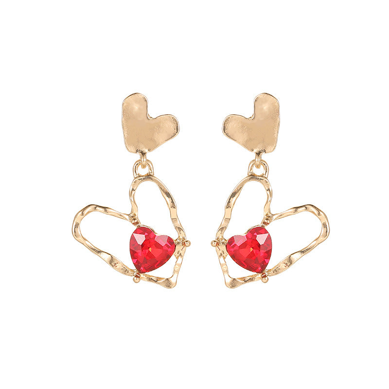 Wholesale  Irregular Double Love Earrings