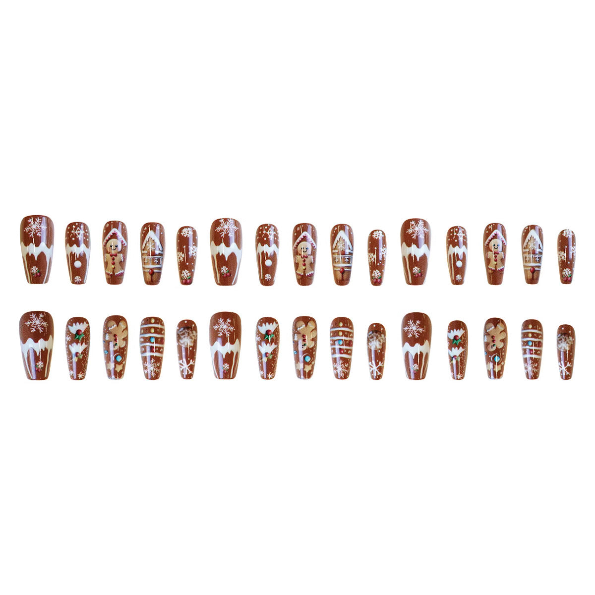 Wholesale 24 Pieces/ box Christmas Gingerbread Man Nails Kits Nail Stickers