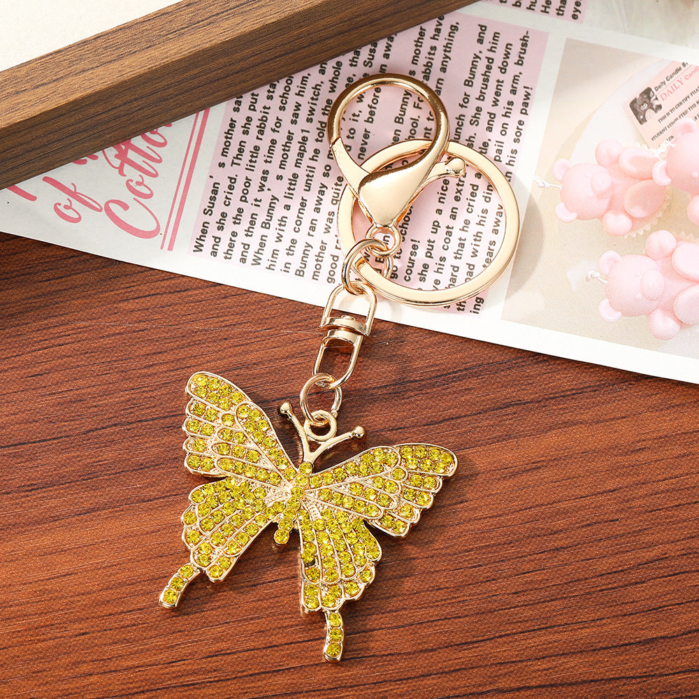 Wholesale Zinc Alloy Butterfly Rhinestone Keychain,  Stylish Bag Charm for Women,  Everyday Use Accessory