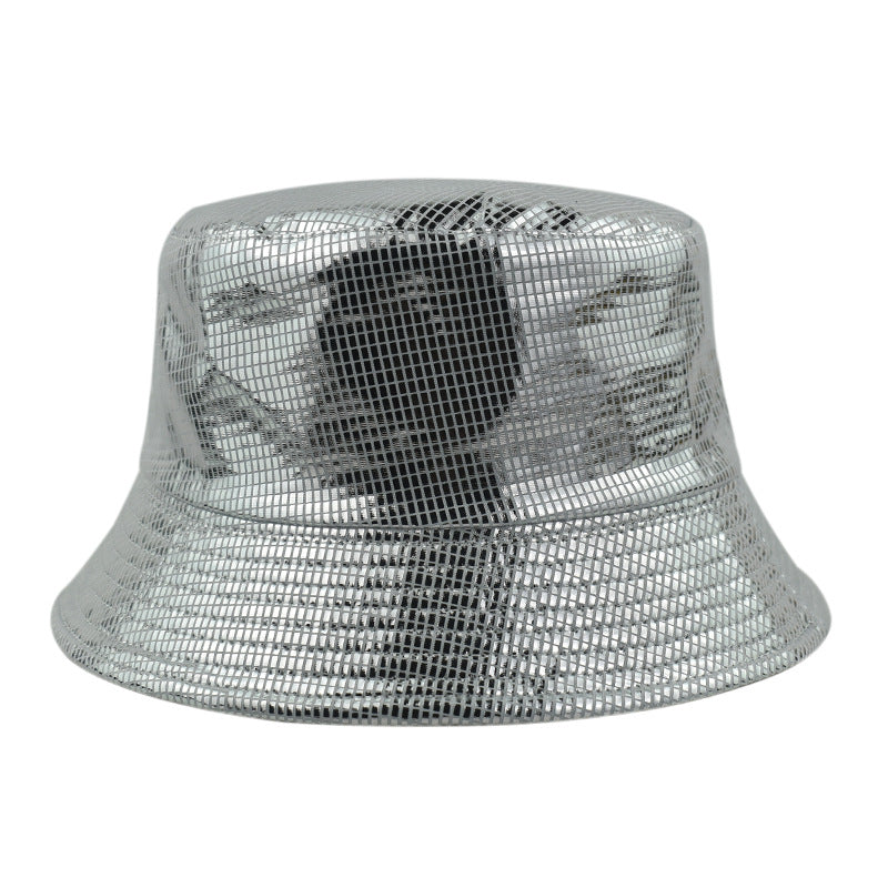 Wholesale  Fashion Rainbow Colorful Gold and Silver Fish Scale Basin Hat