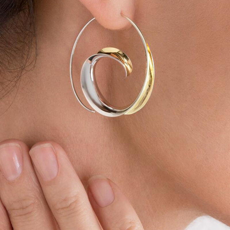 Wholesale Boutique Geometric Large Hoop Earrings Metal Plated Jewelry Accessory