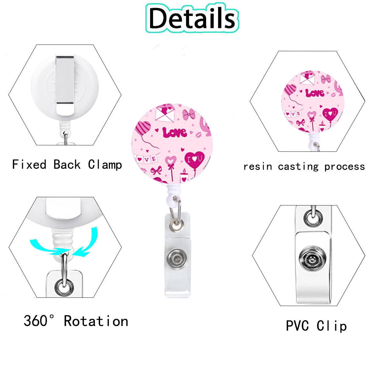 Wholesale retractable name tag  Valentine' s Day LOVE Badge Reels