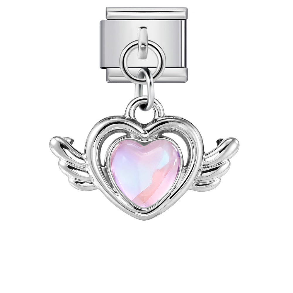 Wholesale Italian Charm Bracelet 9mm DIY Love Flower Pendant  Creative Stainless Steel Composable Bracelet