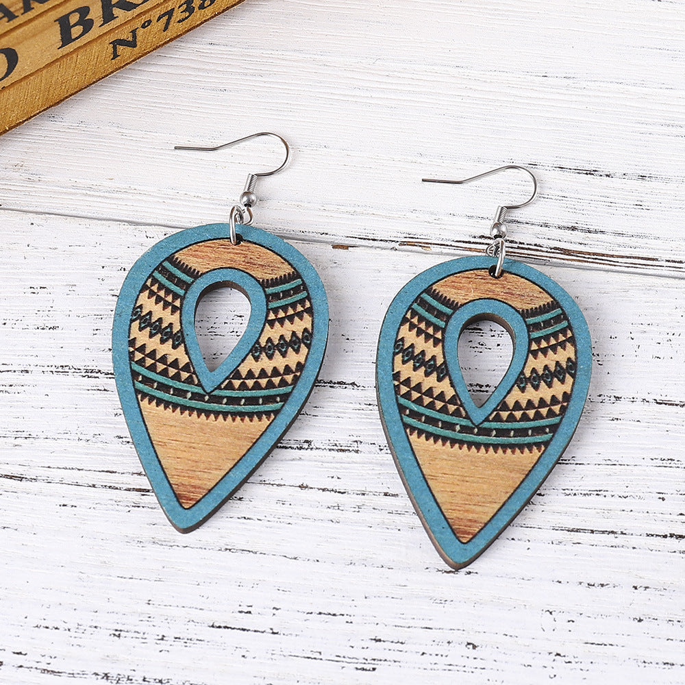 Wholesale personalized Aztec earrings Mother's Day gift Western Denim goat earrings