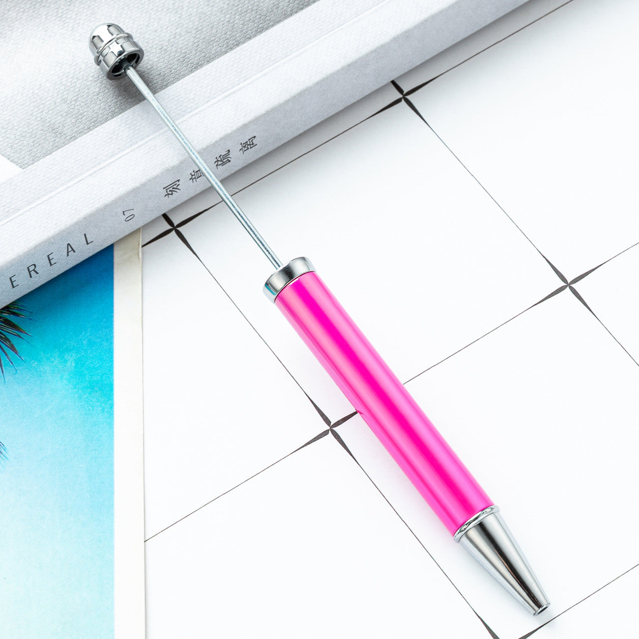 Wholesale Beadable Pens UV Electroplating Color Plastic DIY Beaded Pens Solid Color Pens