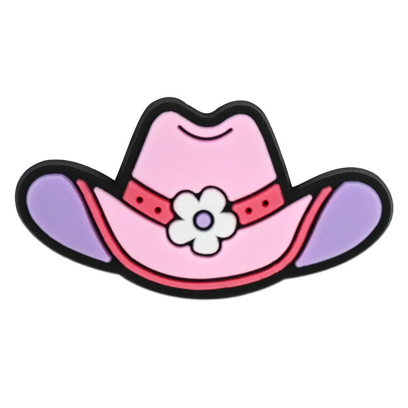Wholesale Chic Pink Cowgirl Shoe Charms PVC Soft Rubber DIY Garden Shoe Decor