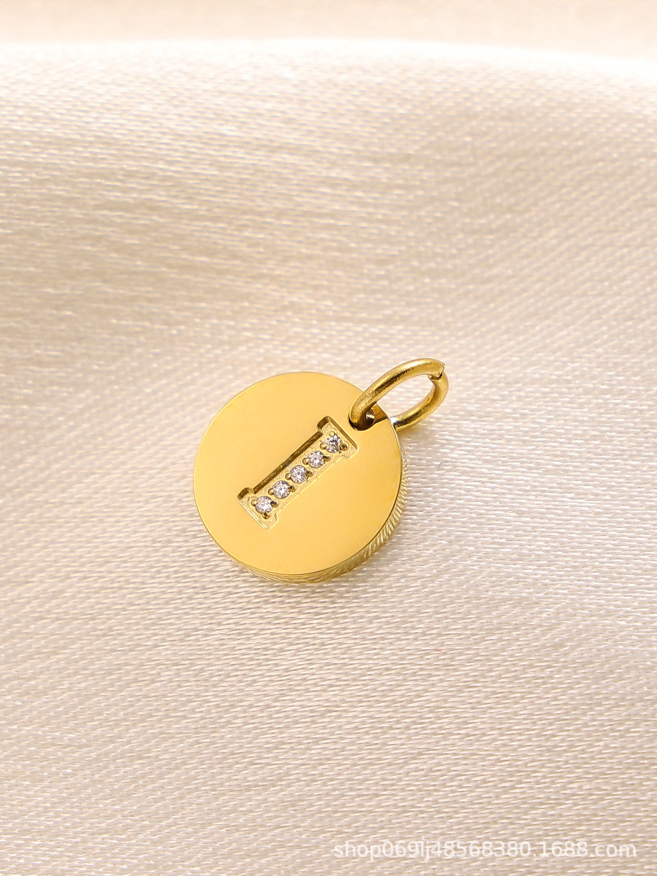 Wholesale  14K Round Brand Diamond Letter  Stainless Steel Pendant