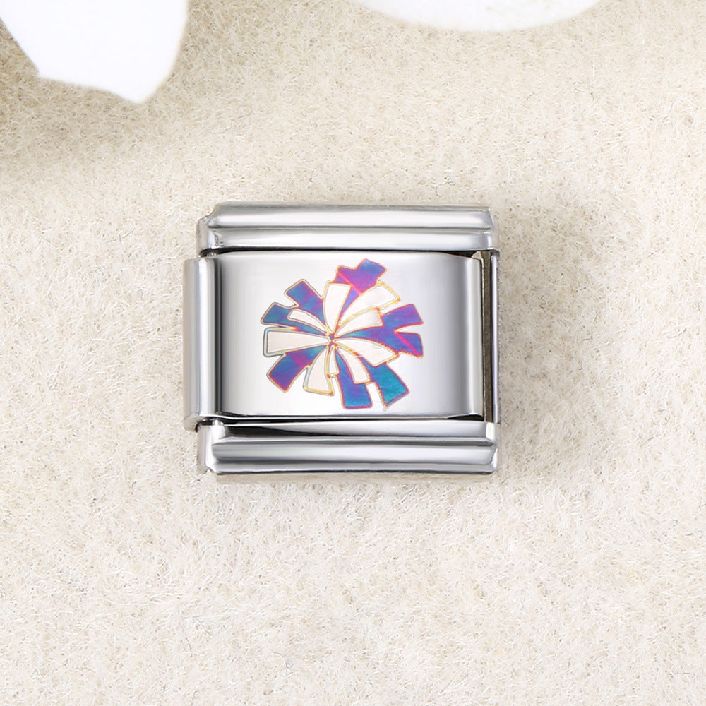 Wholesale  Italian Charm Bracelet 9mm DIY UV laser Creative Stainless Steel Composable Bracelet