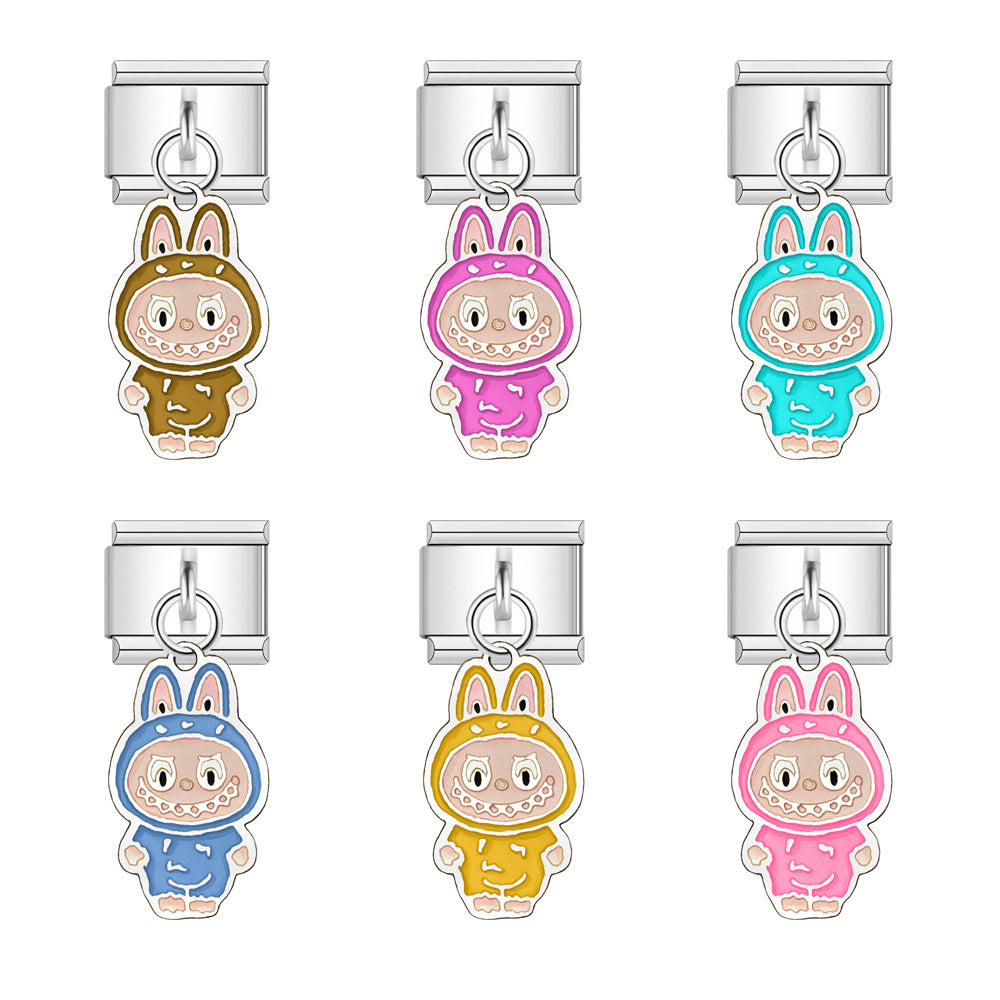 Wholesale Italian Charm Bracelet 9mm DIY Splicing Cute Cartoon Stainless Steel Composable Bracelet