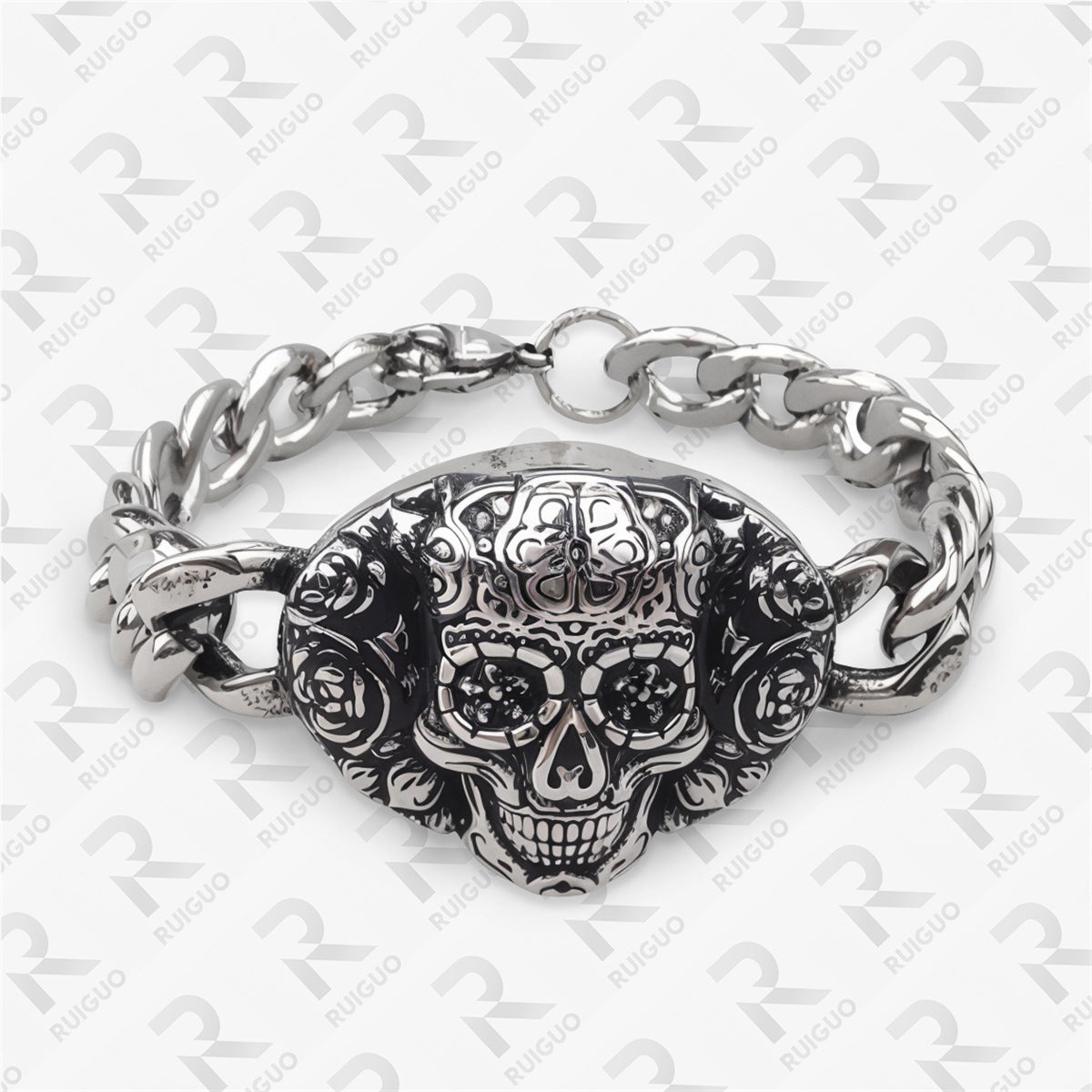 Wholesale Vintage Style Celtic Knot Skull Stainless Steel Cuban Cross Punk Bracelet ACC-BT-Ruig002