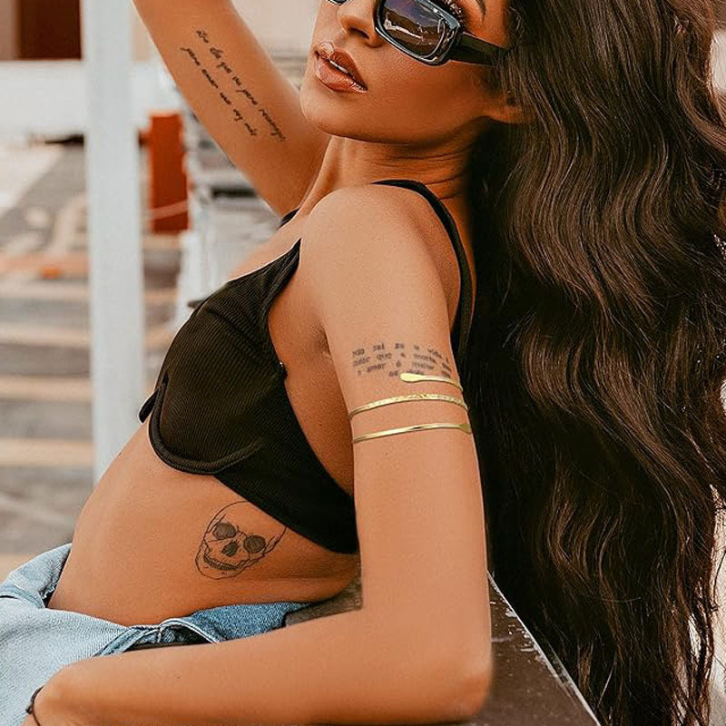 Wholesale Geometric Metal Snake Arm Ring Fashion  Exaggerated Leaf Bracelet suit