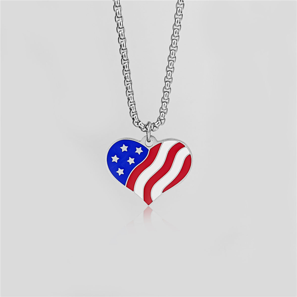 Wholesale American Independence Day Square Series Stainless Steel Necklace ACC-NE-Ruig001