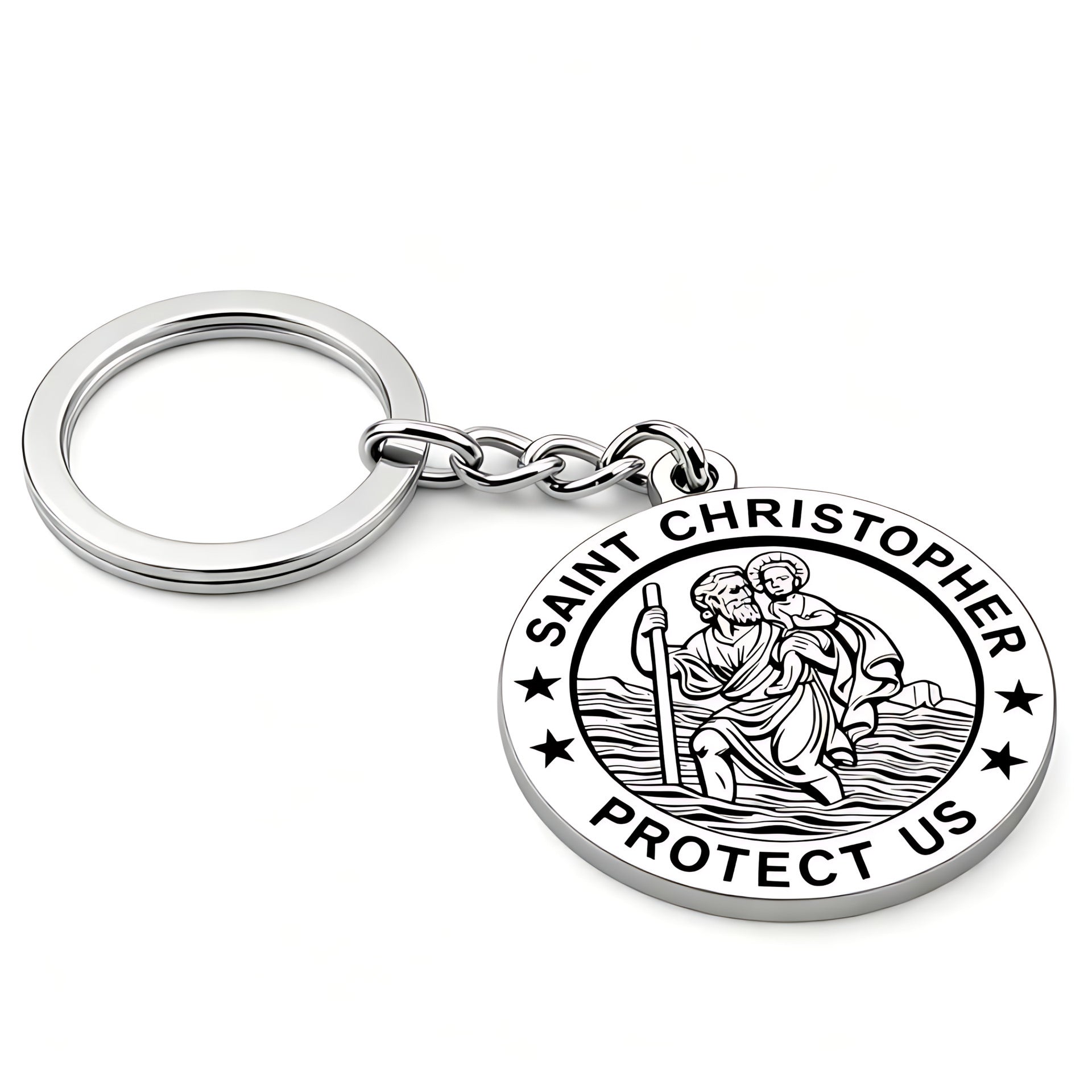 Wholesale St.  Christopher Stainless Steel Keychain