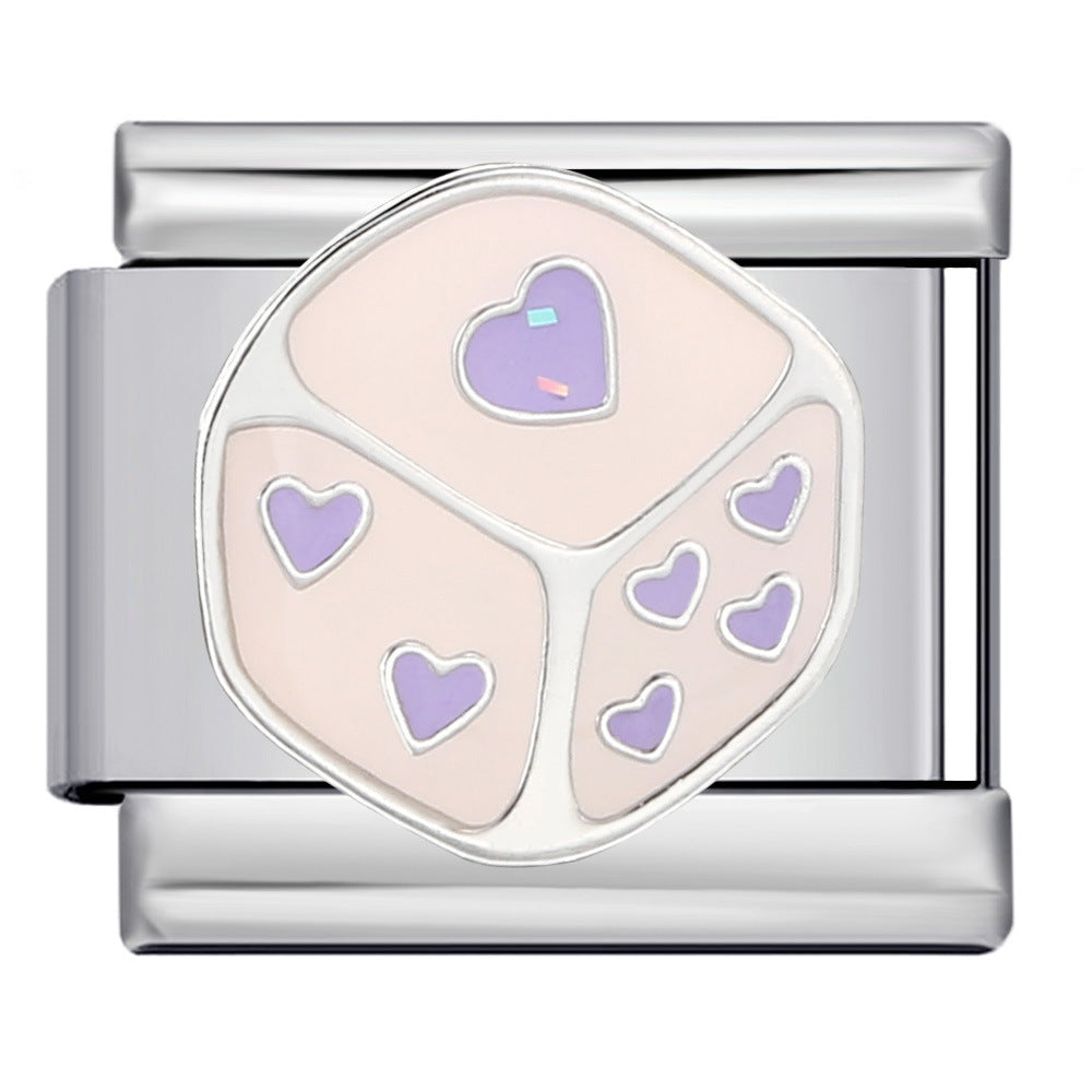 Wholesale Italian Charm Bracelet 9mm DIY Splicing Removable Purple Element Stainless Steel Composable Bracelet