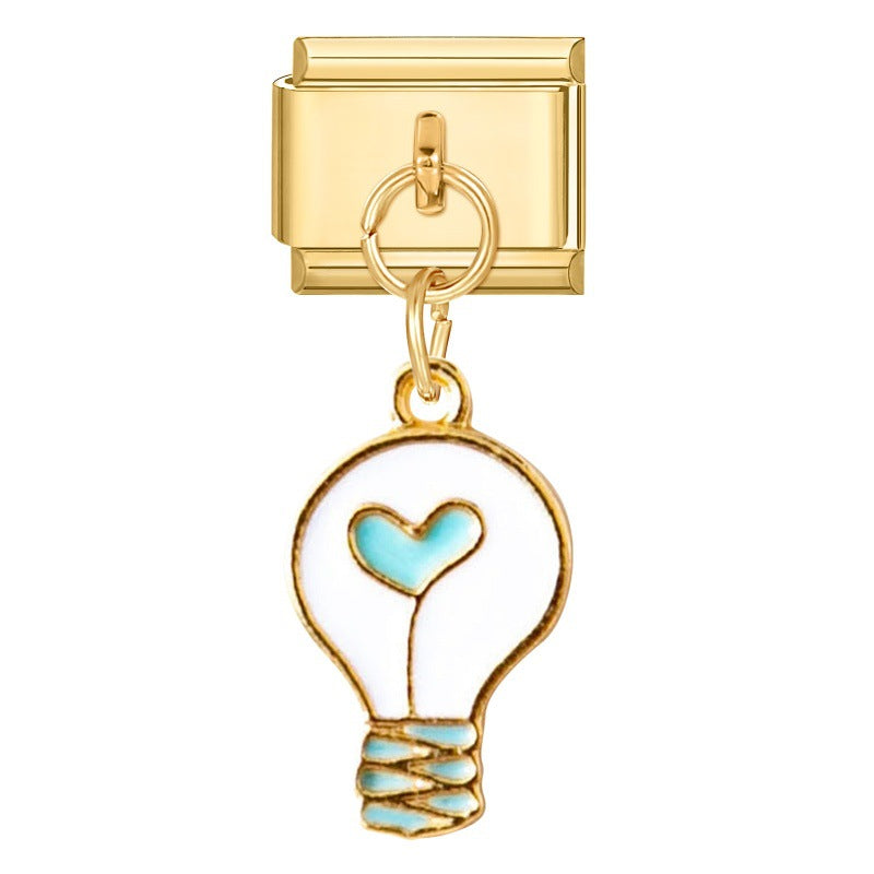 Wholesale  Italian Charm Bracelet 9mm DIY Flower Pendant Creative Stainless Steel Composable Bracelet