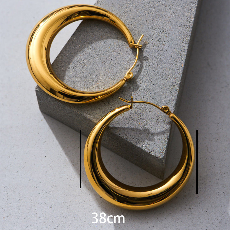 Wholesale 18K Gold Plated Earrings Titanium Steel Earrings Hollow Earrings ACC-ES-Qinzhe001