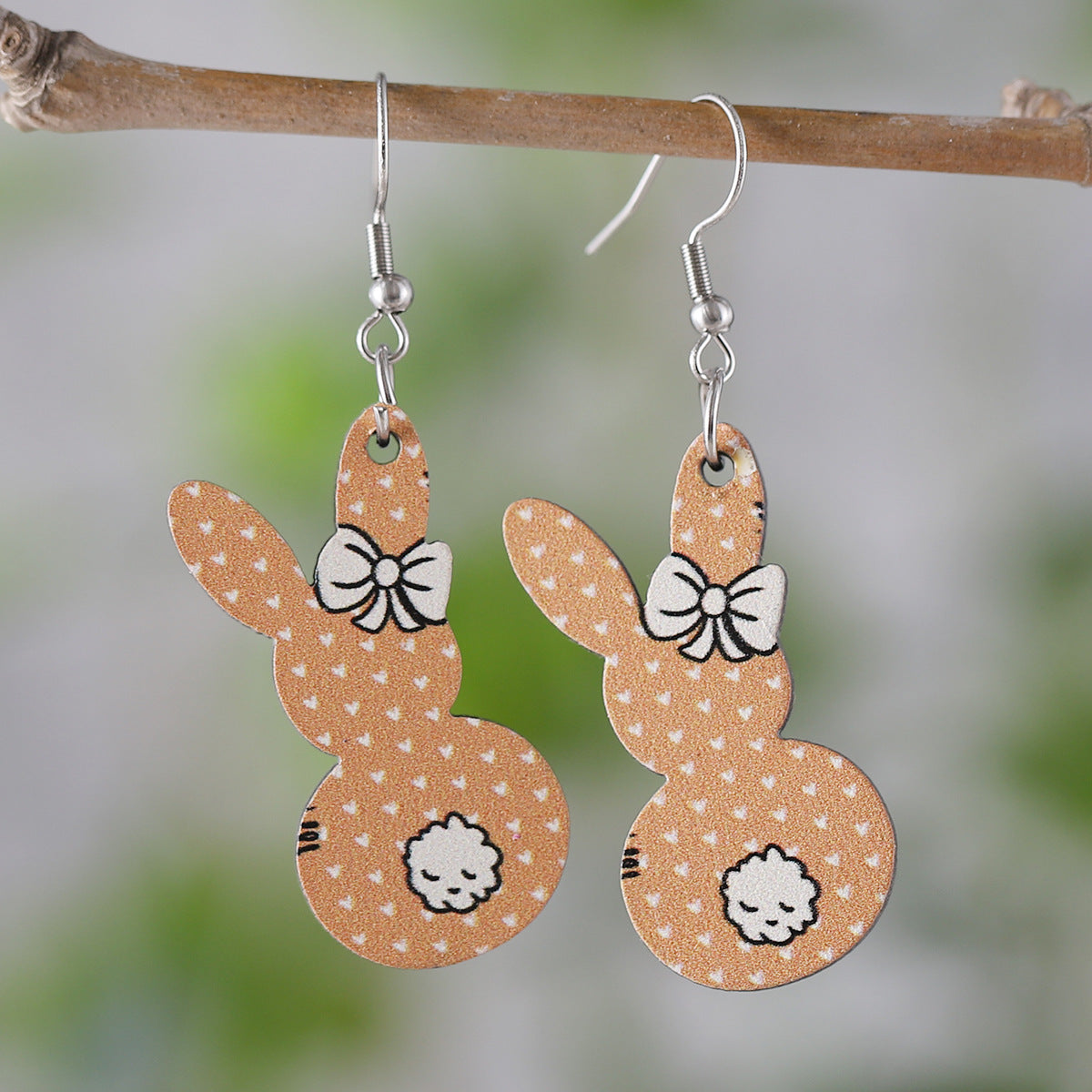 Wholesale  Easter Cute Flower Bow Rainbow Rabbit Pendant Earrings