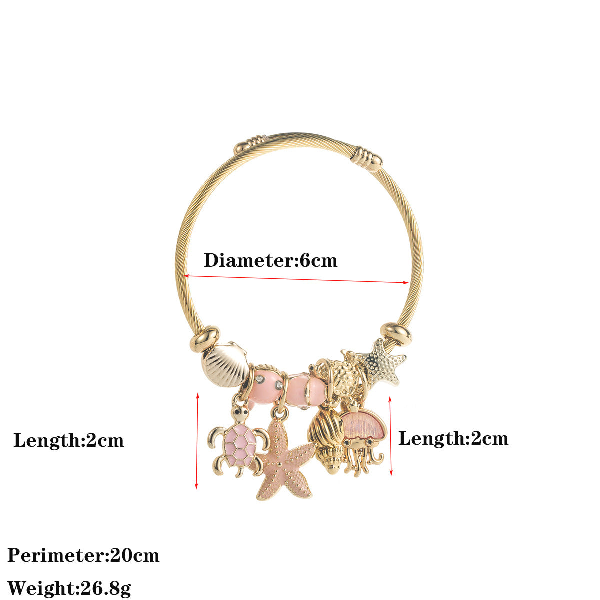Wholesale Stainless Steel Sea Life Pendant Bracelet Blue Ocean Starfish Turtle Conch Jellyfish Charms Everyday Jewelry Accessory Gift