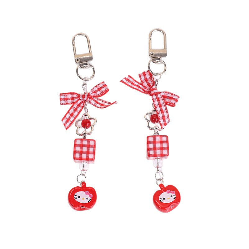 Wholesale Bow red apple keychain