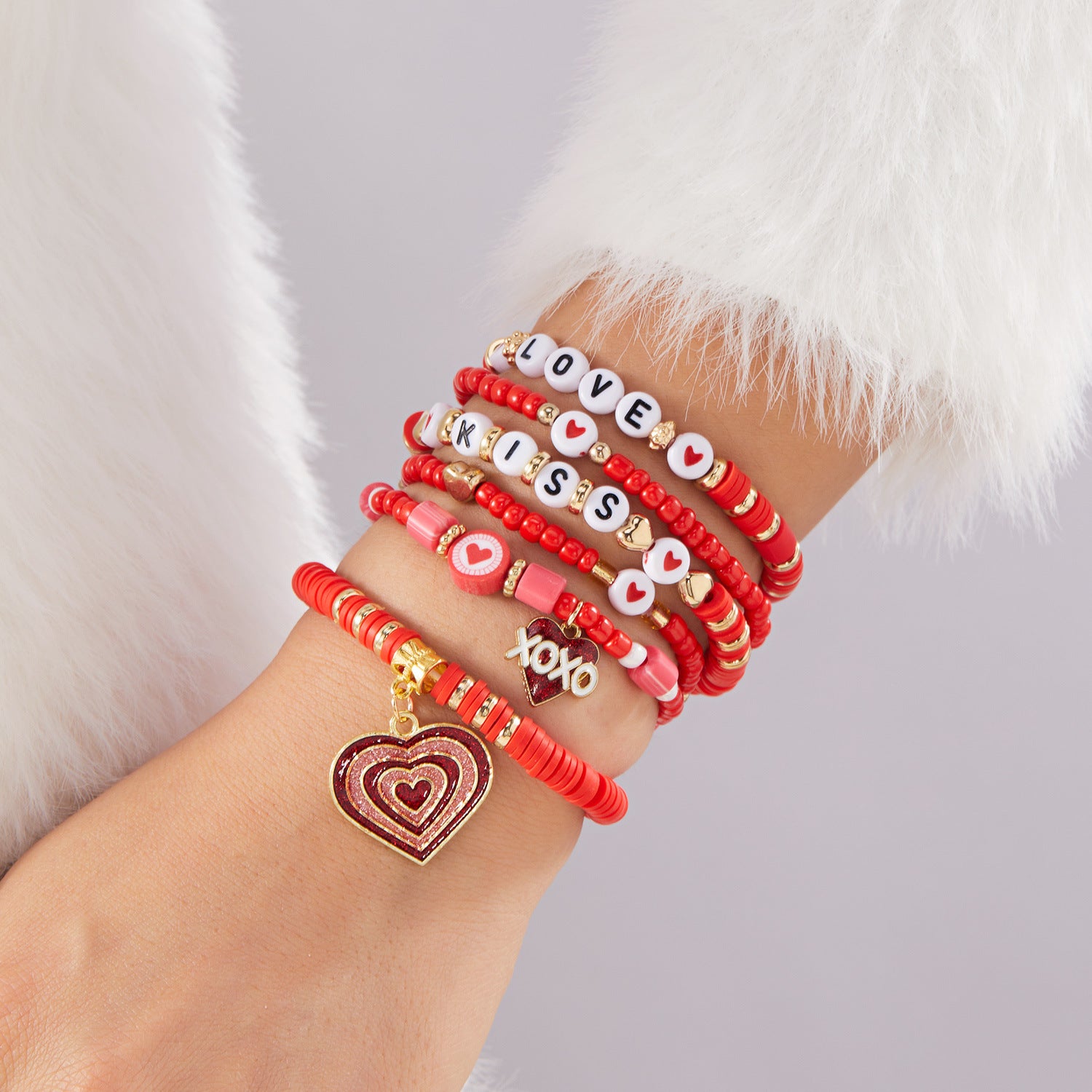 Wholesale Valentine' s Day Elastic Multi-Layered  Bracelet