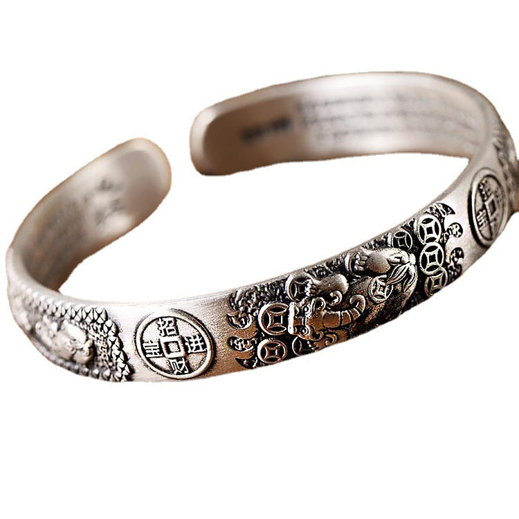 Wholesale Retro silver fortune  copper men's bracelet