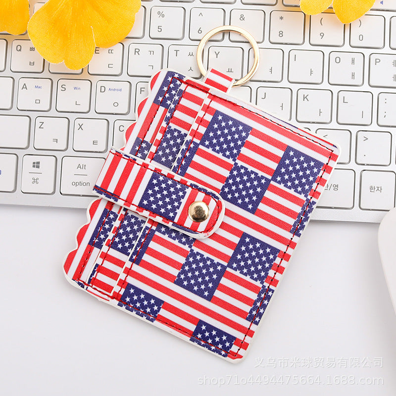 Wholesale Independence Day Cow Print Leopard Print PU Pickup Bag Keychain ACC-KC-MiQiu004