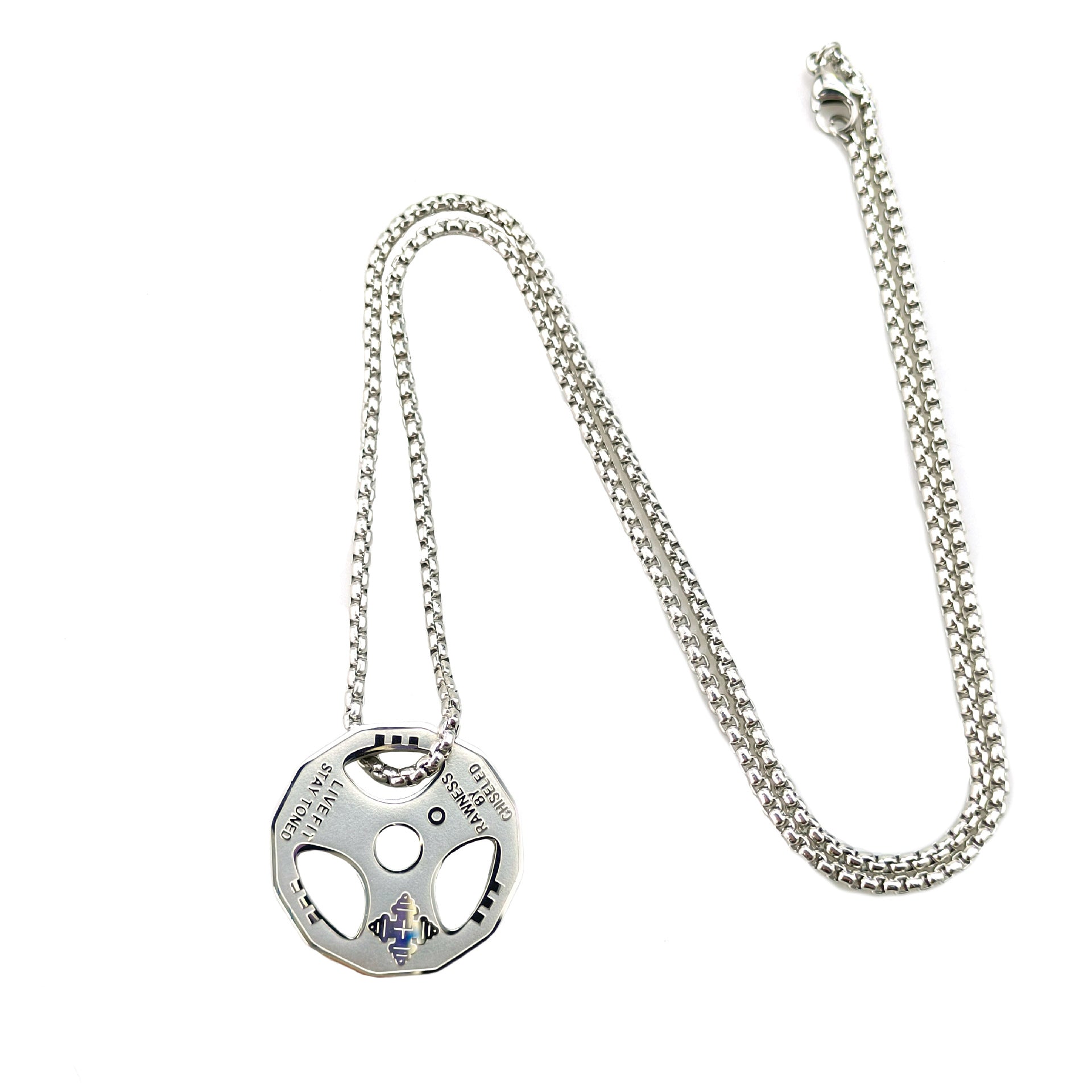 Wholesale Barbell Dumbbell Plates Stainless Steel Pearl Necklace Men's Pendant ACC-NE-Ruig002