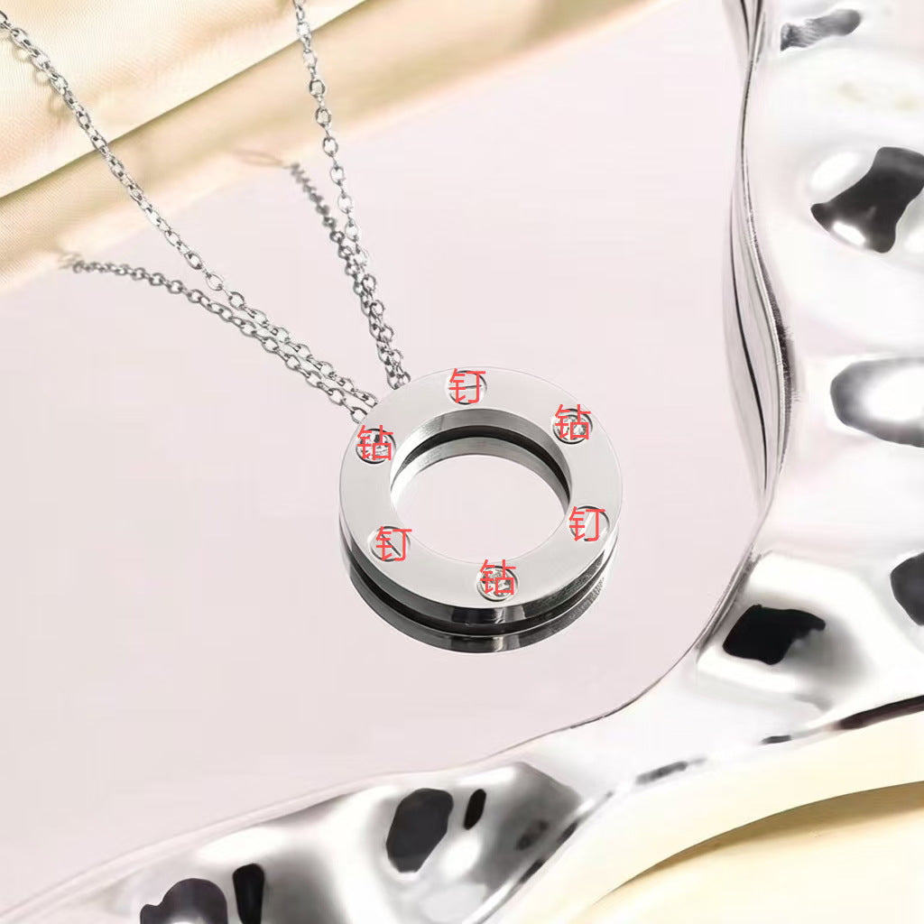 Wholesale Starry Sky Gold Plated Disc Pendant Necklace,  Chic Fashion Jewelry Gift for Women