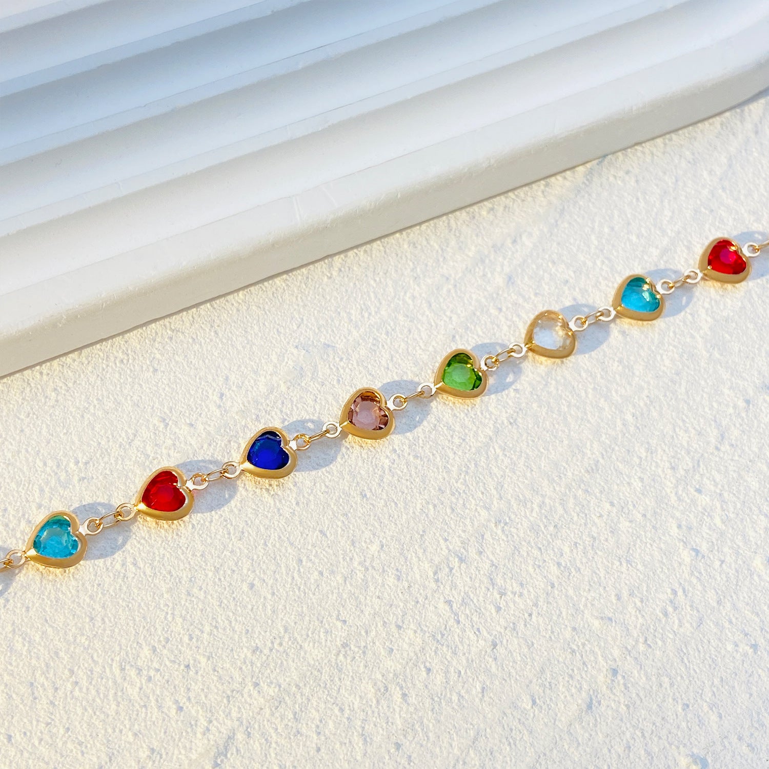 Wholesale Love Bracelet Colorful Heart Shaped Zircon Chain ACC-BT-meih001