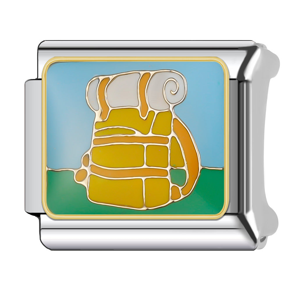 Wholesale Italian Charm Bracelet 9mm DIY Splicing Creative Pattern Stainless Steel Composable Bracelet