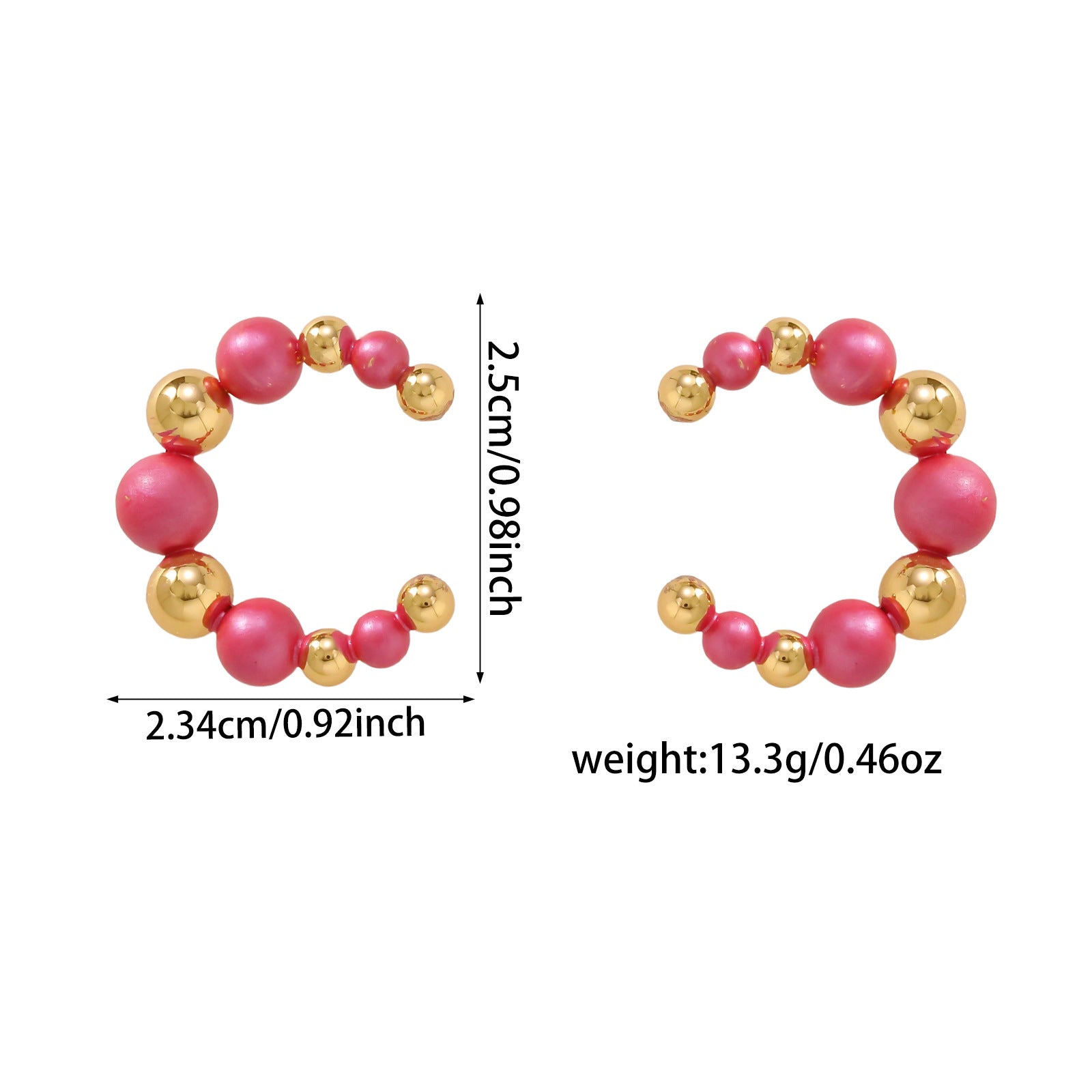 Wholesale Minimalist Light Luxury Stainless Steel Colorful Beaded C-Hoop Earrings