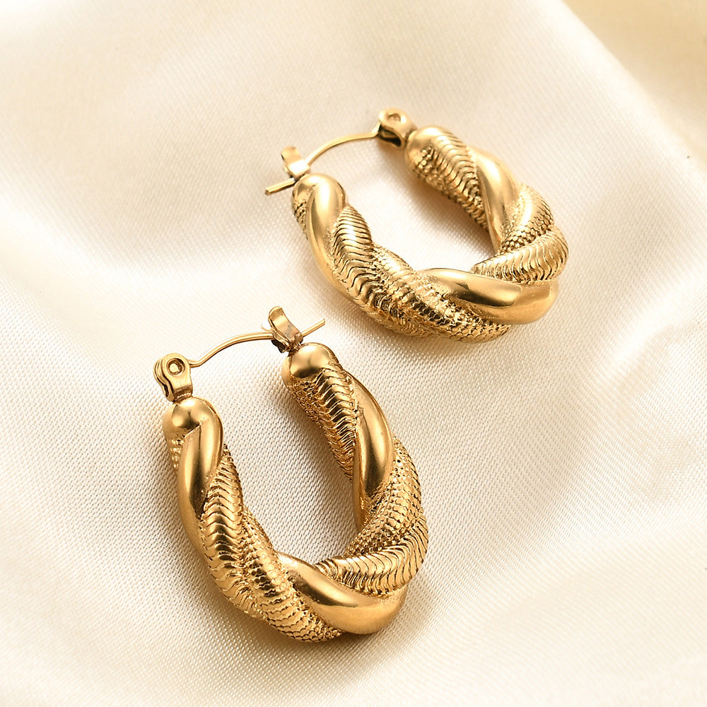Wholesale  irregular twist snake chain stainless steel earrings